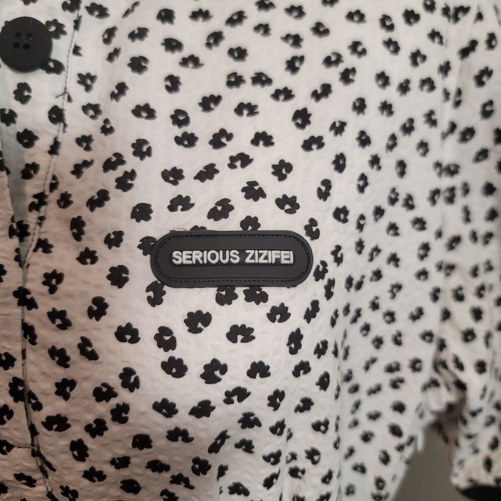 SERIOUS ZIZIFE French Retro Yamamoto Style Black & White Floral Midi Dress Sz M - Picture 15 of 16